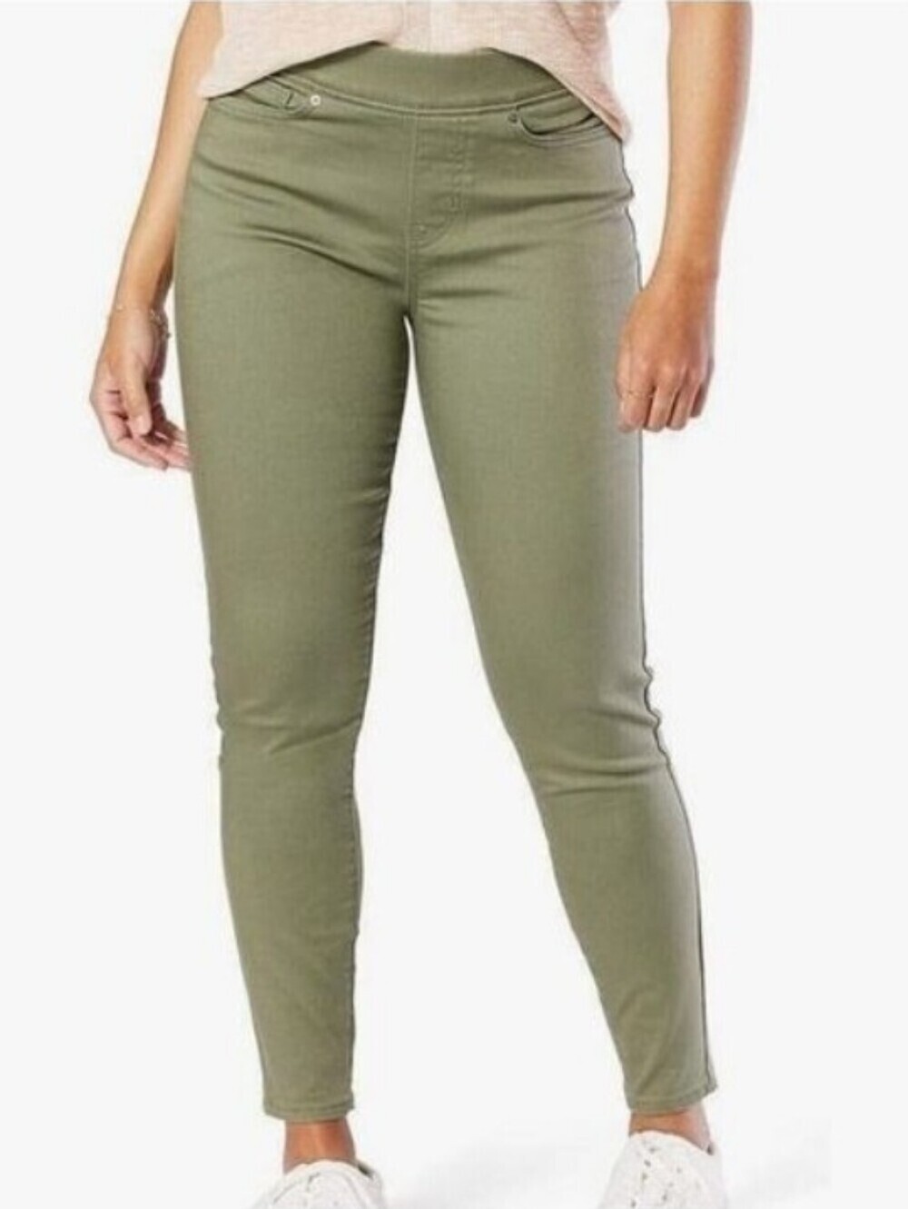 Levi Strauss Signature Hold Pull On Skinny Pants Jeans Olive Green Size 14 32x28